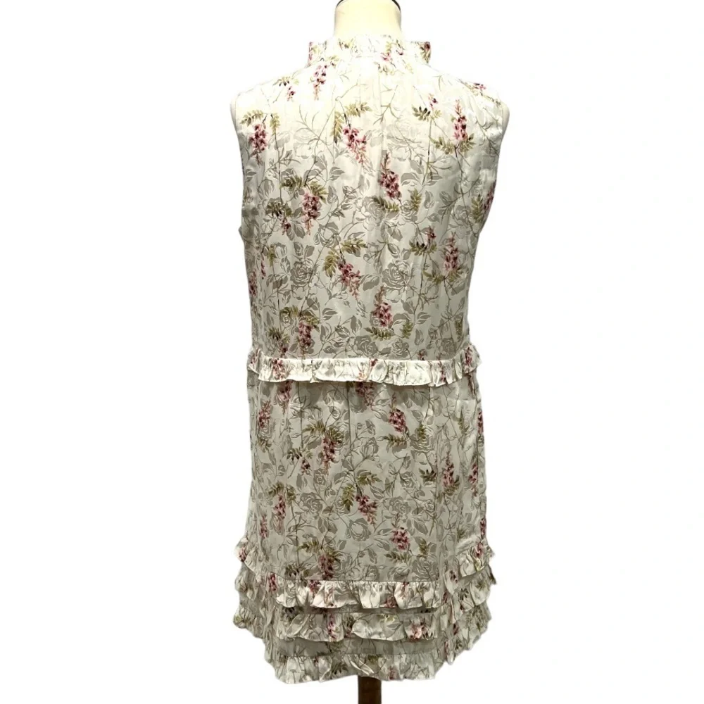 Rebecca Taylor Ivie Silk Floral Tiered Ruffle Shift Dress Women’s 8 NWT - Picture 10 of 16